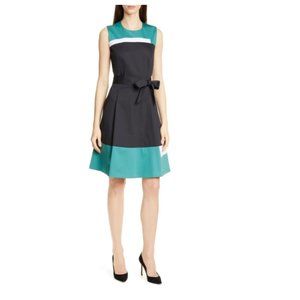 Hugo Boss Dadesa Colorblock Cotton Dress in Navy, Size 0
